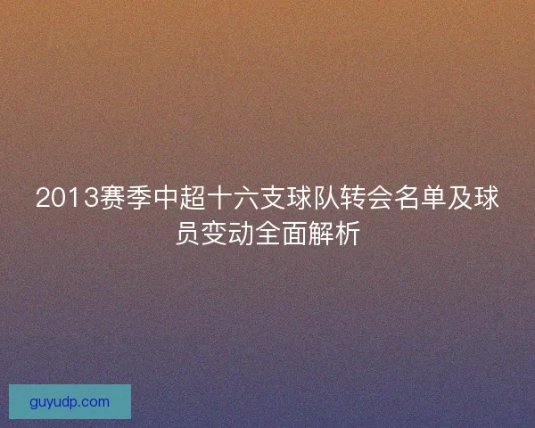 2013赛季中超十六支球队转会名单及球员变动全面解析